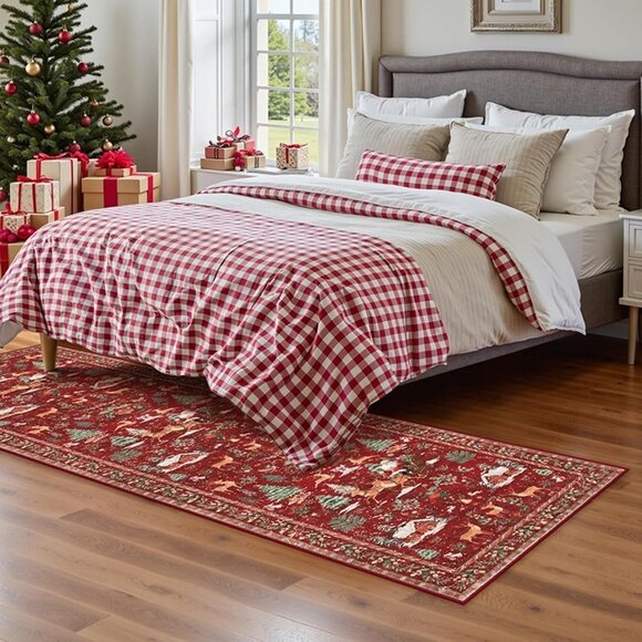 NEW Christmas Runner Rug 2x10 Red Hallway Runner Rug,Kitchen Runner Rugs - Picture 6 of 10